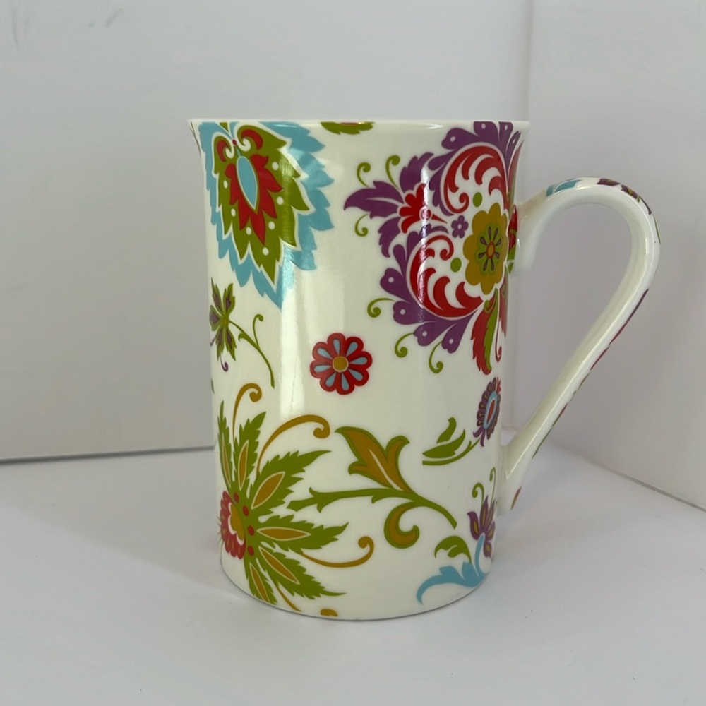 KENT POTTERY Colorful & Fun Paisley Floral Coffee Mug Tea Cup
